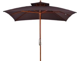 Guarda-sol de Jardim OUTSUNNY Design de Dois Níveis Poliéster Castanho (3x3m)