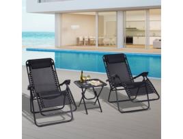 Conjunto de Espreguiçadeiras e 1 Mesa OUTSUNNY Preto