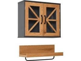 Armário e Estante KLEANKIN 834-258 Aberta com Toalheiro e Fechadura Magnética (Madeira - 61 x 19.5 x 51 cm)