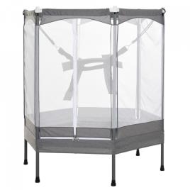 HOMCOM Trampolim para crianças acima de 3 anos com rede de segurança e arnês Carga 50 kg 150x133x168 cm Cinza
