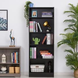 HOMCOM Estante de 5 niveis com 3 prateleiras ajustáveis 63x29,5x176 cm Preto