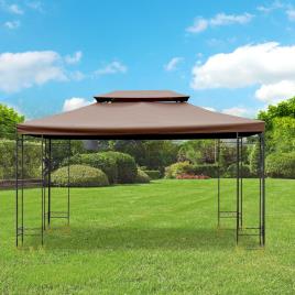 Outsunny tecto de Reposição para pavilhão cor café de poliéster 3x4m