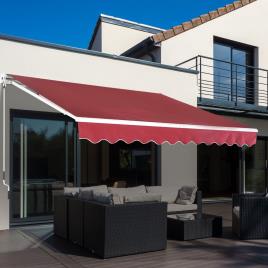Outsunny Toldo de alumínio manual dobrável com manivela para pátio Varanda Jardim e terraço Tecido de poliéster 280g / m² - Vermelho - 4x2.5m
