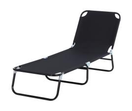 Espreguiçadeira dobrável reclinável com ângulo ajustável de 3 posições para exterior carga 120 kg 190x56x28 cm Preto