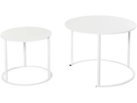 Conjunto de 2 Mesas de Jardim OUTSUNNY Branco (Metal - 70x70x50cm)