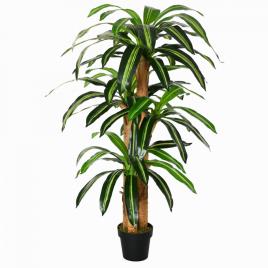 Outsunny Planta Artificial Decorativa Dracaena com Pote Árvore Sintética 66 Folhas Ø20x160 cm Verde