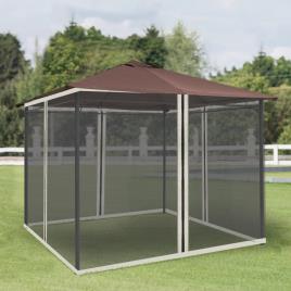 Outsunny 4 Painéis Laterais 302x207 cm para Tenda de Jardim Mosquiteira para Gazebo com Zíperes e Anéis Pretos