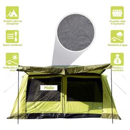 Outsunny Tenda de Campismo Familiar 4-8 Pessoas Portátil e Impermeável com Bolsa de Transporte 410x310x225cm