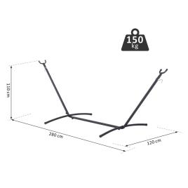 Suporte Ajustável para Camas de Rede Universal Estrutura de Ferro Carga Até 120kg Pé para Cama de Rede 280x120x110cm Preto