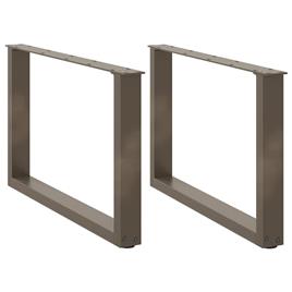 vidaXL Pernas mesa centro 2 pcs forma de U 70x(42-43) cm aço natural