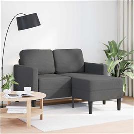 vidaXL Sofá 2 lugares com Chaise em L 125 cm linho cinzento-escuro