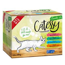 XXL Catessy pedaços em molho ou gelatina 144 x 100 g - Pack económico - XXL Misto com 4 variedades em molho