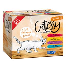 XXL Catessy pedaços em molho ou gelatina 144 x 100 g - Pack económico - XXL Misto com 4 variedades em gelatina