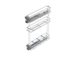 Emuca Garrafeira SupraMax extraível com fecho Soft, lado esquerdo, 3 tabuleiros, altura 800 mm, unidade 150 mm, Aço, Cromado