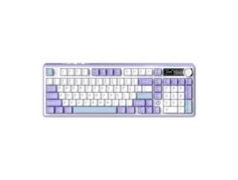 Teclado mecânico para jogos AJAZZ AK980 teclado de escritório três eixos V2 três modos RGB display preto cinzento amarelo