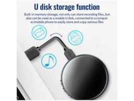  - Gravador de Voz Pequeno Hd Redução de Ruído Hifi Mp3 Player Gravador Ativado Por Voz Recarregável para Entrevista de Reunião 64 Gb Preto YEMAESRE