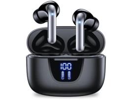  - Fones de Ouvido Sem Fio Verdadeiros Cw39 Bluetooth 5.3 Bateria de 76H Tela Led Ipx7 À Prova DÁgua Preto YEMAESRE