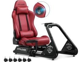 GTPLAYER Racing Simulator Cockpit com Assento para G25 G27 G29 G920 G923 T300 PS5 PS4 Xbox, Sem Volante, Caixa de Velocidades e Pedais Vinho Tinto