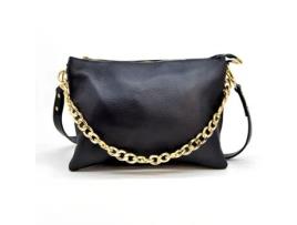 Bolsa de Ombro Torino Couro Genuíno Preto 33X24X16 Cm SOTEIRA