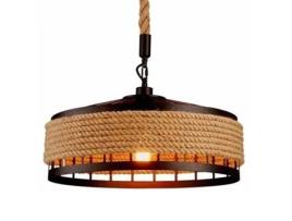 Lustre retro em metal, suspensão em corda de cânhamo, para sala