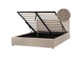 Cama de casal BELIANI Montlaur de Bouclé Creme 169x216x89