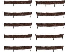 Conjunto De 10 Orlas De Jardim - 100 Cm X 20 Cm - Natural - Feito À Mão - Para Canteiros, Hortas, Canteiros - Vedações De Jardim