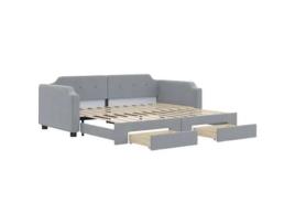 Sofá-cama c/ gavetão e gavetas VIDAXL tecido cinzento-claro (90 x 190 cm)