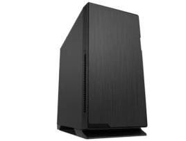 Gabinete Mid-Tower ATX com design elegante e sóbrio, adequado para configuração gaming ou profissional.