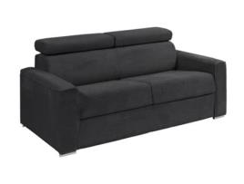 Sofá-cama de 3 lugares com abertura italiana de veludo cinza com somier de lâminas de 140 cm e colchão de 18 cm Vizir