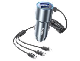 Carregador Carro Usb WK Prateado