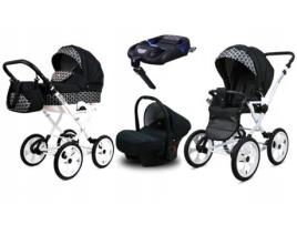 Carrinho de Bebé Multifuncional BABYLUX ROSSO 4 Em 1 -Optical black - Ajustável e dobrável Construção leve em alumínio - Acessórios