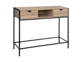 5five - console de efeito madeira preta aliaj de 2 gavetas