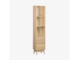 Coluna De Armazenamento Decoração Madeira, 3 Prateleiras 2 Gavetas, Natural