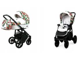 Carrinho de Bebé Multifuncional BABYLUX CLASSIC GOLD 2 Em 1 -Small Roses BLACK FRAME - Ajustável e dobrável Construção leve em alumínio - Acessórios