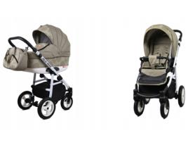 Carrinho de Bebé Multifuncional BABYLUX ALU WAY 2 Em 1 – Khaki monstera leaves - Ajustável e dobrável Construção leve em alumínio - Acessórios