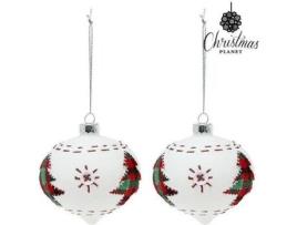 Conjunto 2 Bolas de Natal CHRISTMAS PLANET 2003 (Cristal - Branco - 8cm)