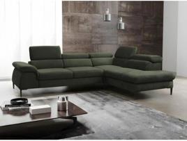 Grande sofá-cama de canto direito de veludo verde Sepina da PASCAL MORABITO (75 x 280 x 214 cm)