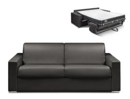 Sofá Cama DUNLOPILLO (214 x 94 x 85 Tamanho Cama: 160 - 179 cm - Pele Sintética - Preto)