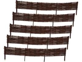Conjunto De 5 Cercaduras De Jardim - 150 Cm X 20 Cm - Natural - Feito À Mão - Para Canteiros, Hortas, Canteiros - Cercas De Jardim