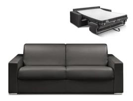 Sofá Cama DUNLOPILLO (214 x 94 x 85 Tamanho Cama: 160 - 179 cm - Pele Sintética - Preto)