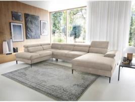 Sofá-Cama de Canto Panorâmico de Veludo Bege Sepina de PASCAL MORABITO (75 x 353 x 214 cm)