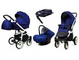 Carrinho de Bebé Multifuncional BABYLUX CLASSIC GOLD 4 Em 1 -Sailor Blue WHITE FRAME - Ajustável e dobrável Construção leve em alumínio - Acessórios