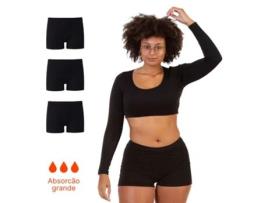 Conjunto De Boxers De Mulher Ecowoman Menstruais Pretas Fluxo Preto - 3pcs (s)
