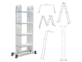 Todeco Escada Multiusos, Norma En131, Carga Máxima 150 Kg, Dobrável Em Múltiplas Posições, Escada Com 16 Degraus Antiderrapantes