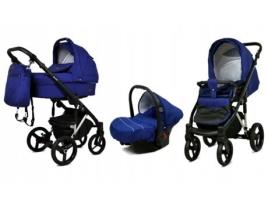 Carrinho De Bebé Multifuncional Babylux Uzo 3 Em 1 -sailor Blue Silver Frame - Ajustável E Dobrável Construção Leve Em Alumínio - Acessórios