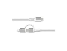 Force Power cabo reforçado 2 em 1 USB-C / Lightning MFi para USB-C, 3 A, PD 60 W, 1,2 m, branco