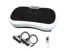 Leogreen Plataformas Vibratórias Fitness, com Controle Remoto, Faixas de Resistência e Tapete de Yoga, 180 Níveis, 69 x 39 x 13 cm - Branco