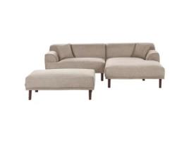 Sofá Esquinero (i) Con Reposapiés Beliani Holt De Poliéster Beige 241x159x82