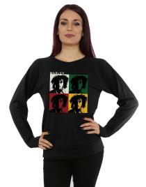 Cor Bob Marley feminino bloqueia moletom Preto Large