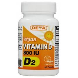 Deva Vegan Vitamins Vitamina D Vegana,800 UI,90 Tabs (Pacote de 1)